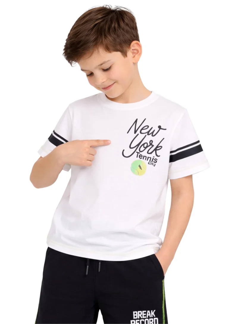 Victor And Jane  Boys Break Record New York T-Shirt & Black Shorts Set for Men | Best Price UAE